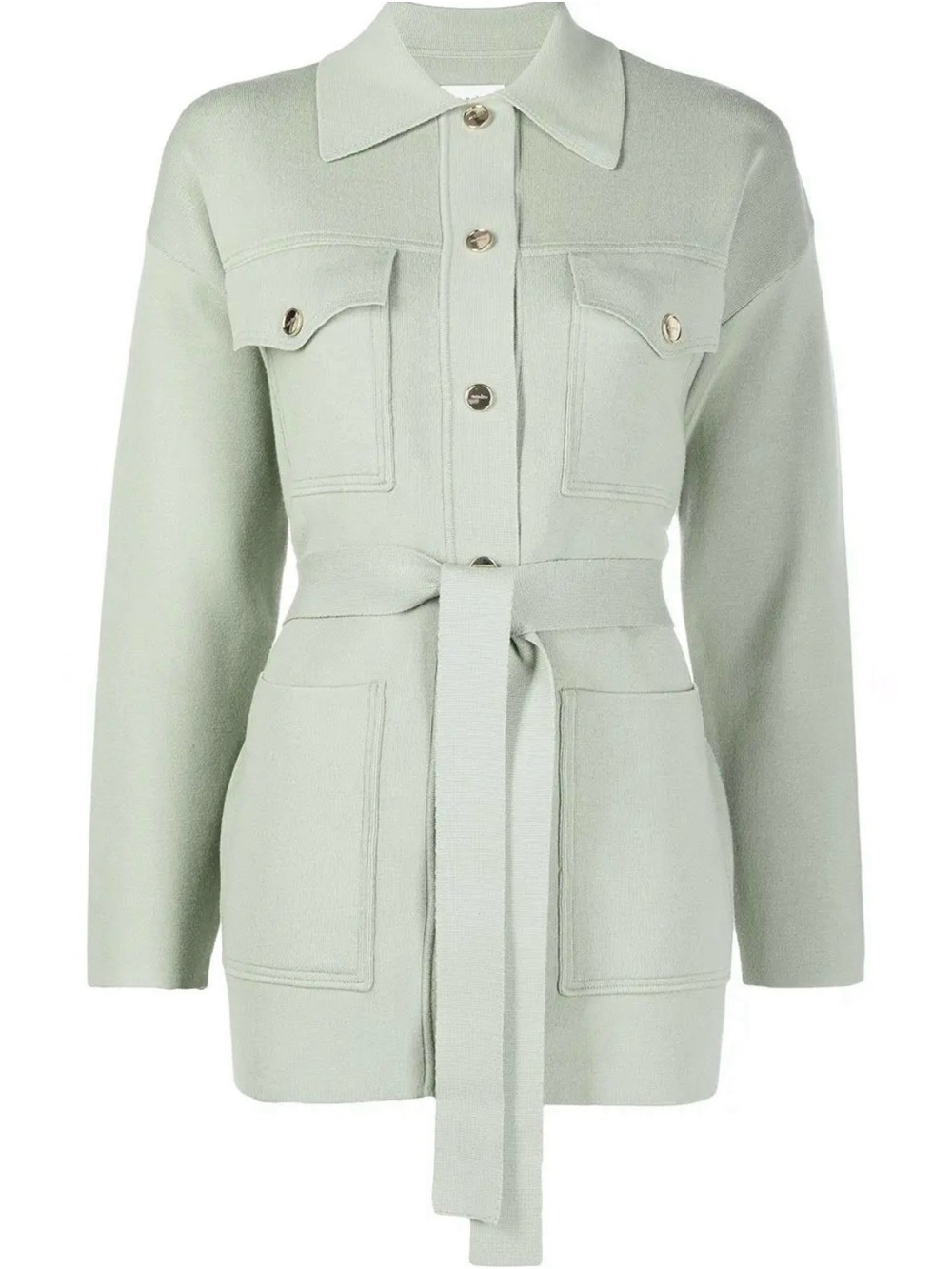 SANDRO PARIS Amelie Tie-Waist Cardi-Coat Light Khaki Green Size 3 Large